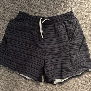 Lululemon Men's Striped Black Shorts Size S
